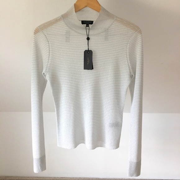 NWT rag & bone sheer metallic Raina Lurex Turtleneck
